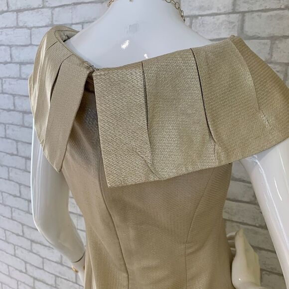 Badgley Mischka gold bateau neckline sheath - 6 - Picture 5 of 9